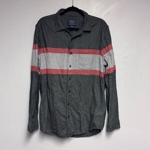 American Eagle Button down Men's Gray and Striped Shirt size Large Tall LT